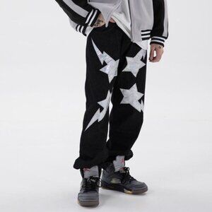 Made Extreme Y2K Star Black Jeans Streetwear - Large (L)
